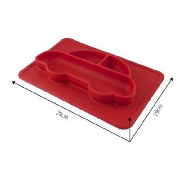 Red Car Shaped Silicone Divided Placemat for Children and Infants Platemat NEW - Picture 2 of 4